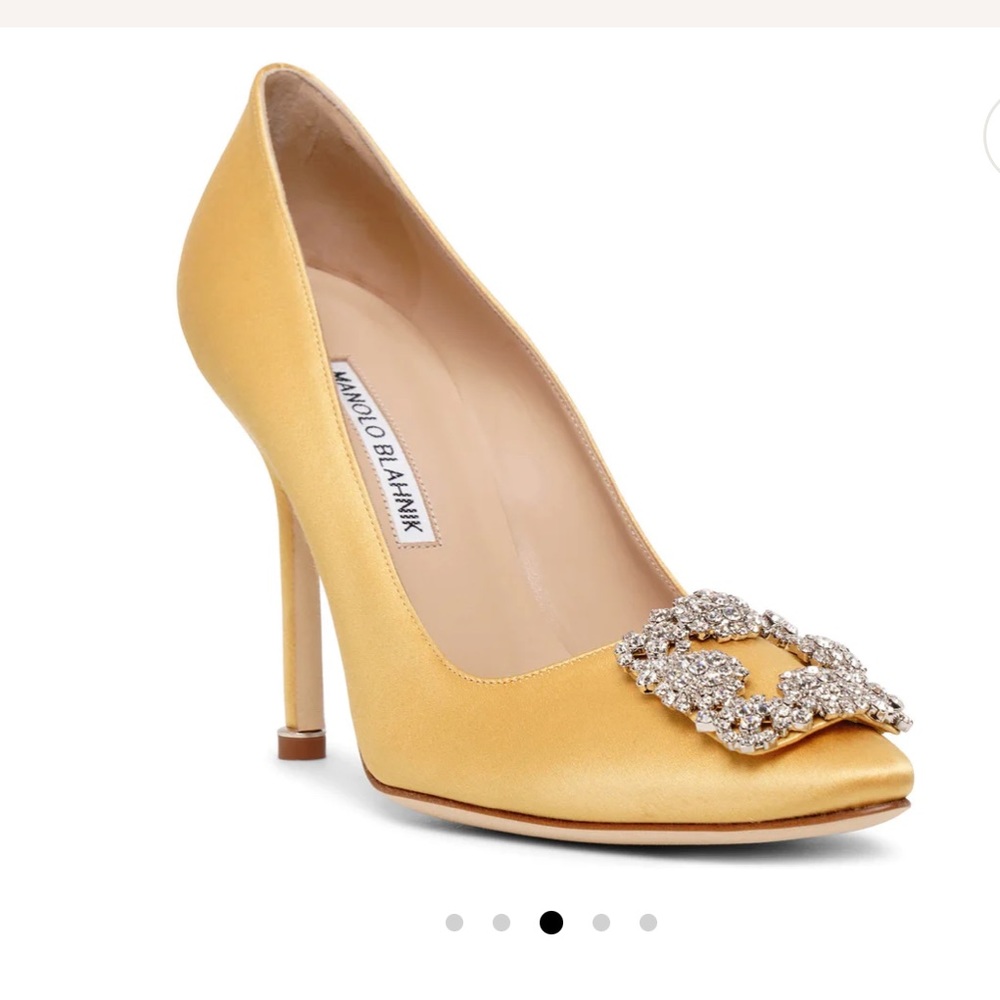 Manolo Blahnik Yellow Heels with Embellishment